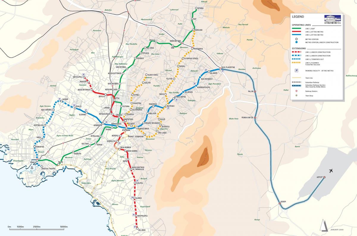 Carte des zones d'Athènes