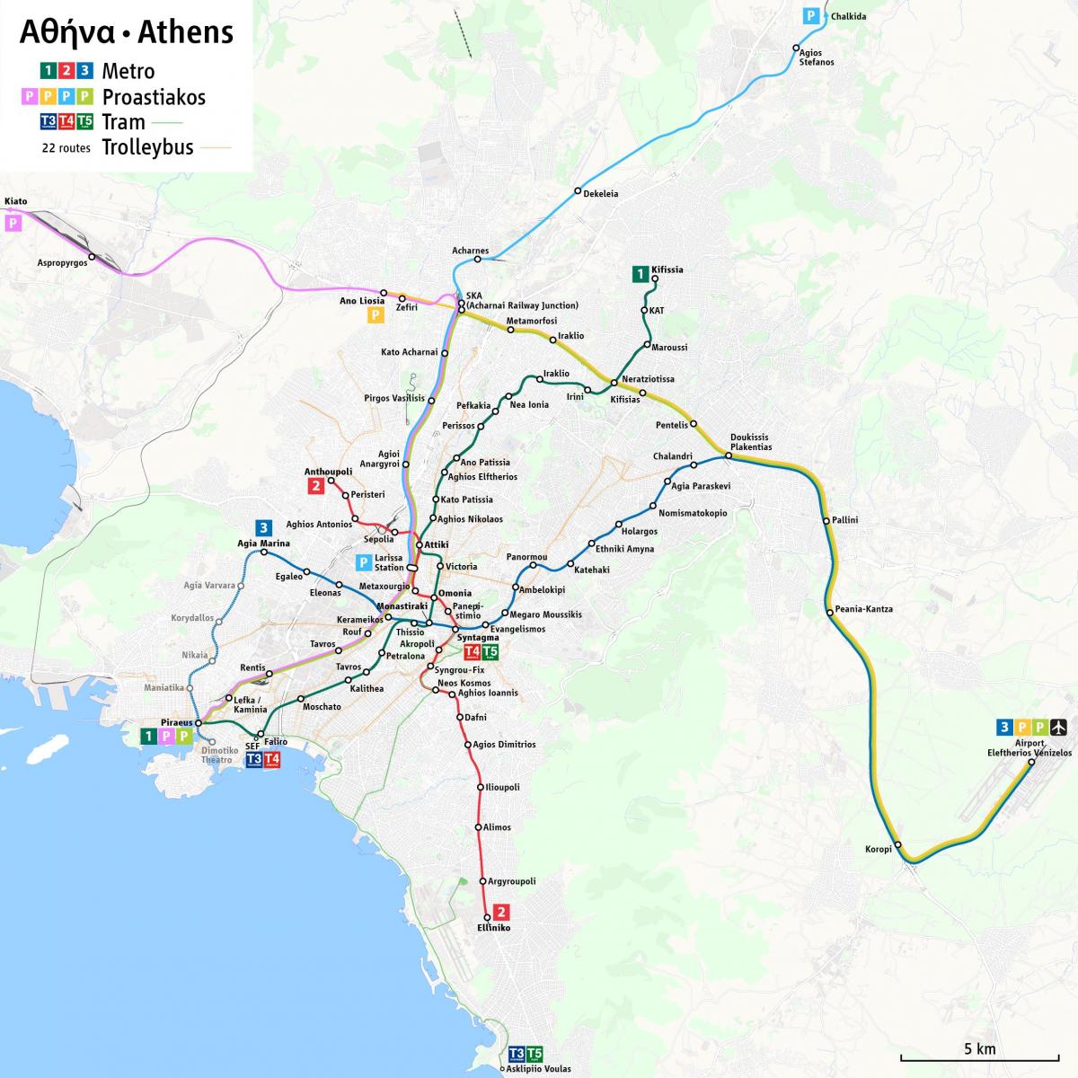 Plan des gares routières d'Athènes